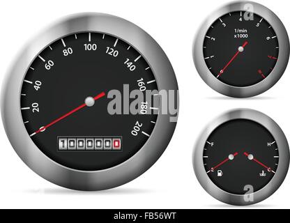 Auto-Dashboard-Elemente auf einem weißen Hintergrund. Stock Vektor