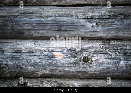 Dunklen alten Fachwerk aus Holz Blockhaus Wand Stockfoto