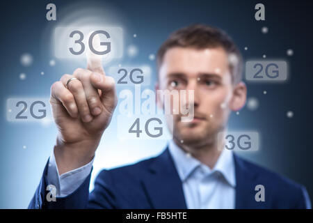 Mann 3g Touchscreen Taste Stockfoto