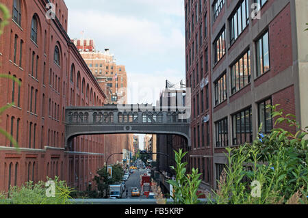 Vereinigte Staaten von Amerika, USA: die Nachbarschaft von Chelsea von der High Line, eine 1,45 km lange erhöhten linearen Park, Greenway und Rail Trail gesehen Stockfoto