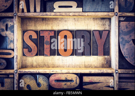 Das Wort "Geschichte" in Vintage Holz Buchdruck Art geschrieben. Stockfoto