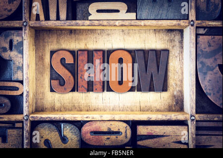 Das Wort "Show" in Vintage Holz Buchdruck Art geschrieben. Stockfoto