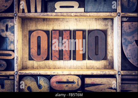 Das Wort "Ohio" in Vintage Holz Buchdruck Art geschrieben. Stockfoto