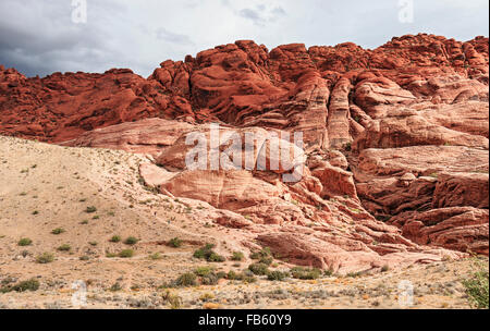 Wanderer zwischen den roten Felsen von Calico-1-Gebiet in der Calico Hills von Red Rock Canyon National Conservation Area Stockfoto