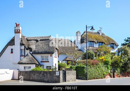 Strohgedeckten Hütten in Paignton in Devon, England, UK Stockfoto