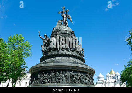 Detail des Denkmals, das Millennium Russlands in Weliki Nowgorod, Russland Stockfoto