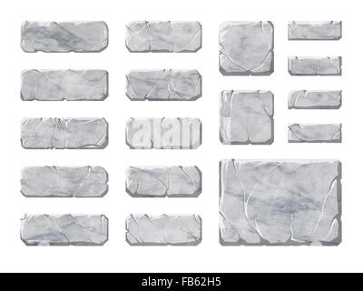 Eine Reihe von Marmor Tasten und Elemente der Benutzeroberfläche. Paneele und Tabletten. Stockfoto