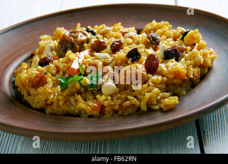 Zarda Pulao - beliebte südasiatischen süßen Safranreis Stockfoto