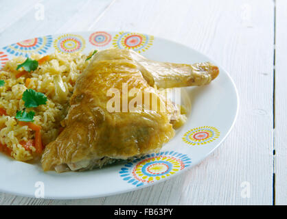 Chicken Dum Biryani - Dum-Biryani Hyderabad. Indische Küche Stockfoto