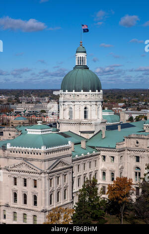 Luftaufnahme der Indiana State Capitol, Indianapolis, Indiana, Vereinigte Staaten von Amerika Stockfoto