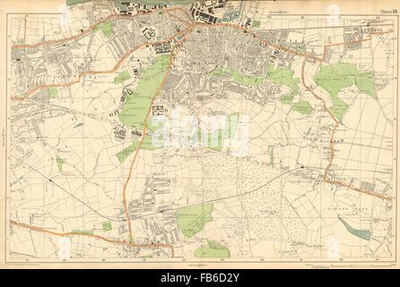 WOOLWICH: Charlton, Eltham, Bexley, Plumstead, Shooters Hill (Bacon), c1911 Karte Stockfoto