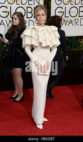 Los Angeles, Kalifornien, USA. 10. Januar 2016. Jane Fonda kommt bei den Golden Globes, Los Angeles, CA-Credit: Sydney Alford/Alamy Live News Stockfoto