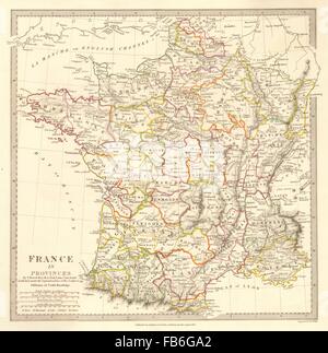 Frankreich IN Provinzen: Zeigt Provinzen < 1790. Originalfarbe Hand. SDUK, 1848-Karte Stockfoto