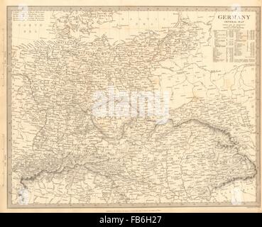 Deutschland: Übersichtskarte. Ungarn. Bevölkerung-Tabelle. SDUK, 1848 Stockfoto