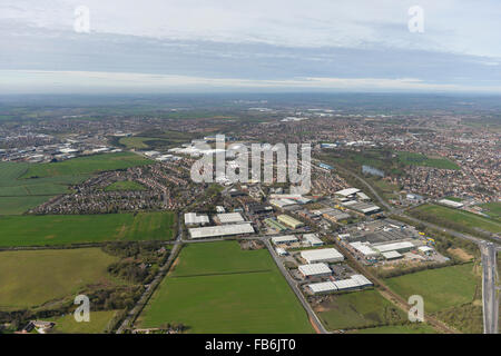 Eine Luftaufnahme des Lowmoor Business Park in Sutton in Ashfield, Nottinghamshire Stockfoto