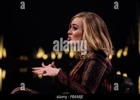 Skavlan TV-Show Dreharbeiten in den Londoner Studios.  Mitwirkende: Adele Adkins Where: London, Vereinigtes Königreich bei: 3. Dezember 2015 Stockfoto