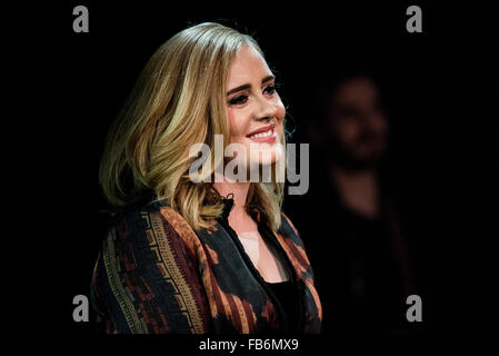 Skavlan TV-Show Dreharbeiten in den Londoner Studios.  Mitwirkende: Adele Adkins Where: London, Vereinigtes Königreich bei: 3. Dezember 2015 Stockfoto