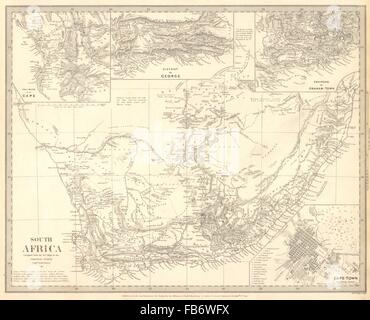 Südafrika: Kapstadt planen. Graham Stadt. Bezirk von George. SDUK, 1848-Karte Stockfoto