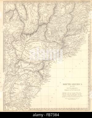 Süd-Brasilien-PARAGUAY-URUGUAY: Bahia Minas Gerais Sao Paolo. SDUK, 1848-Karte Stockfoto