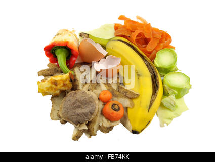 Kompostierende Materialien bestehend aus Obst und Gemüse Küche Essen verschwenden. Stockfoto