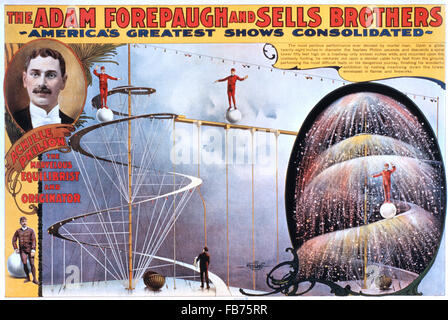 Adam Forepaugh und Sells Brothers Amerikas größten Shows konsolidiert, Achille Philion, wunderbare Equilibrist und Urheber, Zirkus-Plakat, ca. 1899 Stockfoto