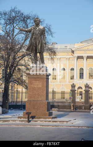 Das Denkmal Puschkin im Winter St. Petersburg Russland Stockfoto