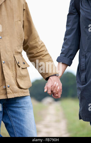 Junges Paar Hand in Hand, close-up Stockfoto