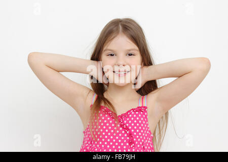 Smiley Mädchen im Sommerkleid Sonne Stockfoto