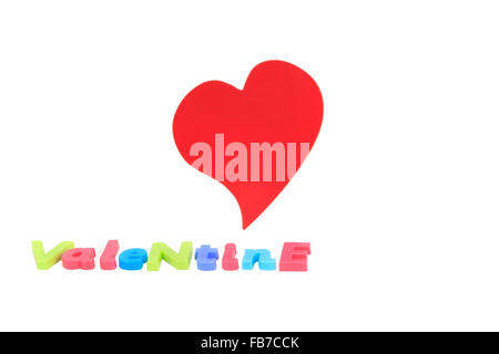 Valentine rot funky Herz mit bunten Buchstaben Rechtschreibung valentine Stockfoto