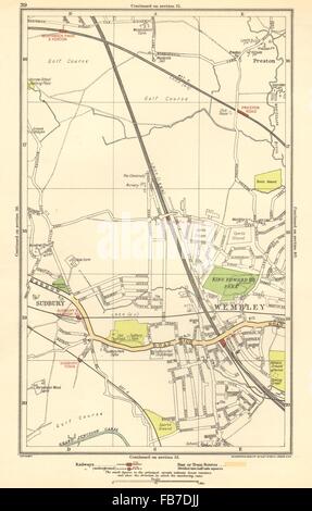 NORTH WEMBLEY: Preston Road, Sudbury, Northwick Park, Kenton, 1923 Vintage Karte Stockfoto