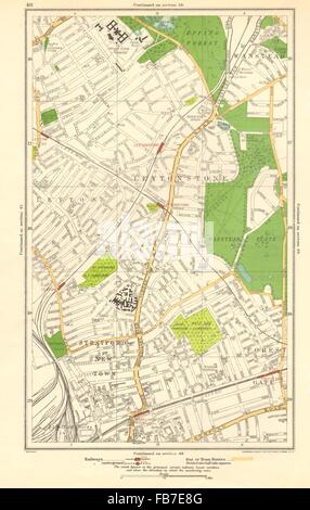 LEYTON LEYTONSTONE: Forest Gate, Stratford, Wanstead, Woodgrange Park, 1923 Karte Stockfoto