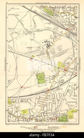 ACTON: Park Royal, Stonebridge Park, Harlesden, Old Oak Lane, 1923 Vintage Karte Stockfoto