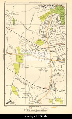 ELTHAM: Mottingham, Kidbrooke, tireur-Hügel, Eltham Park, Horn Park, 1923 Karte Stockfoto