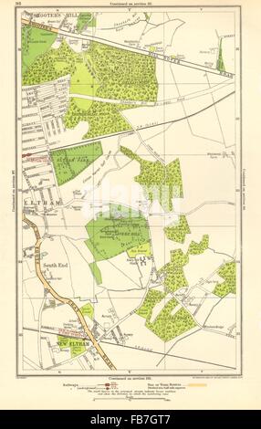 LONDON: Neue Eltham, tireur Hill, South End, Eltham Park, Papst Street, 1923-Karte Stockfoto