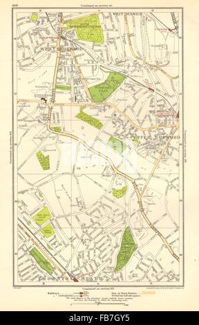 LONDON: Upper Norwood, West Dulwich, West Norwood, Sydenham Hill, 1923-Karte Stockfoto