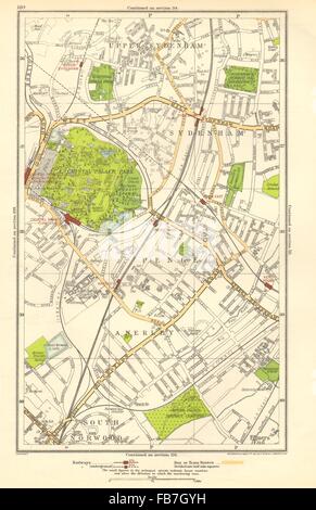 SYDENHAM: Anerley, Elmers Ende, Geld, Crystal Palace, Upper Norwood, 1923-Karte Stockfoto