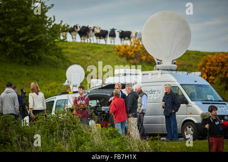 BBC Music Day "für die Liebe zur Musik" Hadrian's Wall of Sound 2015 bei Bowness auf Solway Sümpfe Strand Sarah Drummond Saxophonis Stockfoto