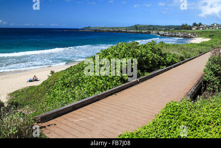 Promenade von Oneloa Bay in Kapalua, Maui Stockfoto