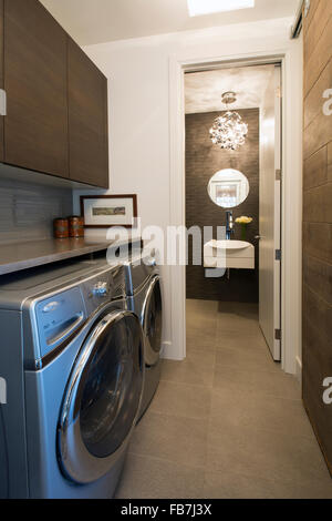 Nordamerika, Kanada, Ontario, Waschküche in einem modernen Haus Stockfoto