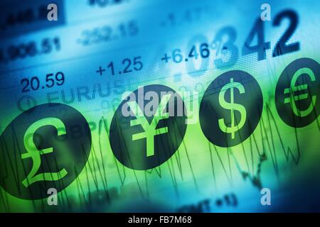 Forex Handel Konzept Währung. Finanzmärkte und die Weltwirtschaft Konzept. United Kingdon Pund, Europäische Euro Stockfoto