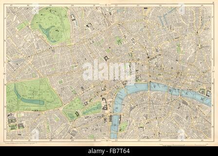 CENTRAL LONDON: West End, City, Southwark,Westminster,Shoreditch.BACON, 1902 Karte Stockfoto