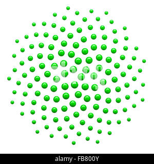 Royalty Free clipart Illustration eines 3D-grüne Spirale fibonacci Mathematik Dot Pattern, auf einem weißen Hintergrund. Stockfoto