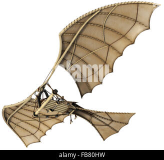 Da Vinci Flyingmachine Orthoptere 3D-Konzept. Stockfoto