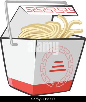 Chinesisches Essen Doggie Bag Take-out Box, die gute Art. Echte skalierbare Vektor Nudeln. Stock Vektor