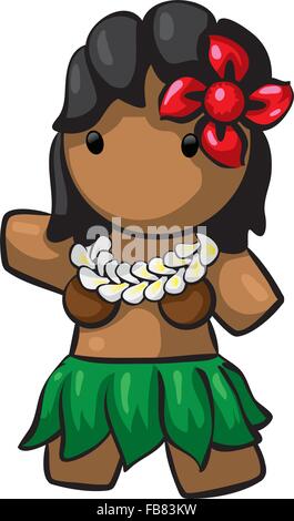 Ein süßes kleines Hawaiian Hula Tänzer. Ihr Name ist leilani. Stock Vektor