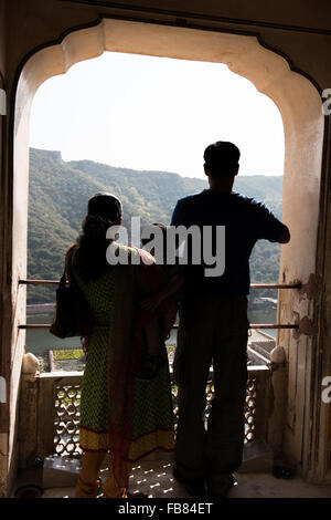 Touristen-paar in Amber Fort Stockfoto