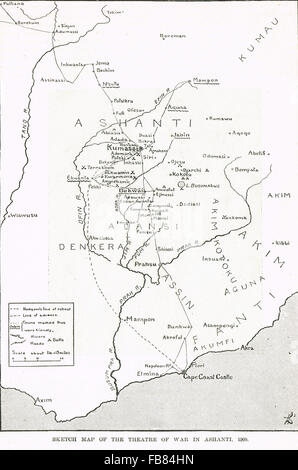 Skizzieren Sie Karte 5. Anglo-Ashanti-Krieg 1900 Stockfoto