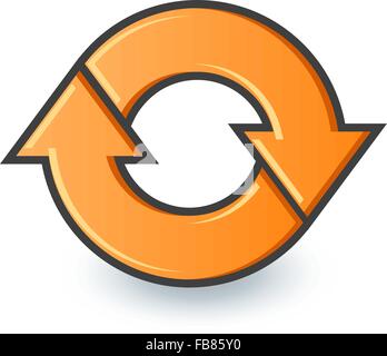 Zwei Pfeile Radfahren im Kreis, wie ein Browser Symbol "aktualisieren" oder Recycling. Stock Vektor