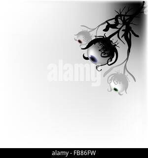 Drei gelbe gruselige Augen Vektor-Illustration, auf der Suche nach unten aus einer Ecke. Stock Vektor