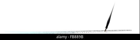 Füllfederhalter und einer langen Reihe von Nullen und Einsen Schreiben von Code. Ein Konzept in der Programmierung. Stock Vektor